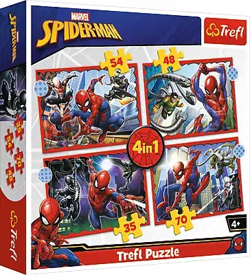Hračky puzzle TREFL - Puzzle 4v1 - Hrdinský Spiderman / Disney Marvel Spiderman