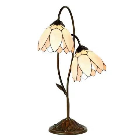 Stolové lampy Clayre&Eef Štýl Tiffany – stolná lampa Liliana, 2-plameňová