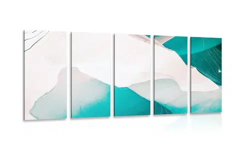 Abstraktné obrazy 5-dielny obraz moderná modrá abstrakcia