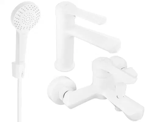 Sprchy a sprchové panely MEXEN/S - Saber R05 Set umývadlové a vaňové batérie s príslušenstvom, biela 72103R05-20