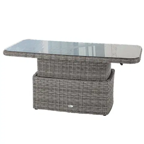 Stolčeky DEOKORK Ratanový stôl jedálenský/odkladací BORNEO 150 x 80 cm (sivá)