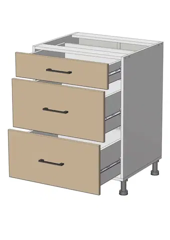 Kuchynské skrinky dolná skrinka so zásuvkami š.60, v.82, Modena LD12S6082, grafit / jaseň