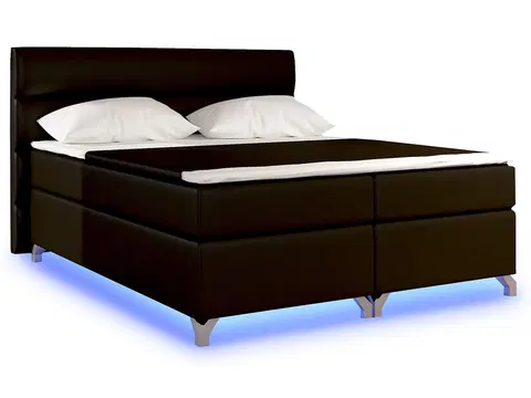 Postele NABBI Avellino 160 čalúnená manželská posteľ s úložným priestorom tmavohnedá (Soft 66)