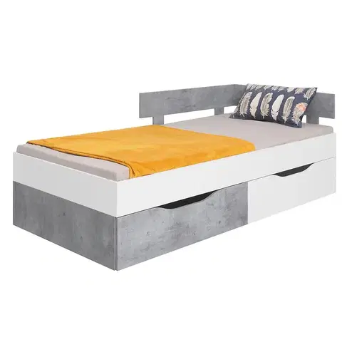 Jednolôžkové postele Posteľ  Sigma Si15  Biely Lux/betón