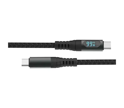 Predlžovacie káble  USB-C kábel s LED displejom 100W 1m 