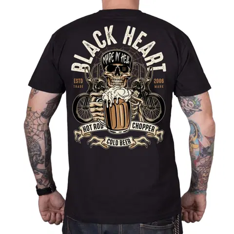Pánske tričká Tričko BLACK HEART Beer Biker čierna - 3XL