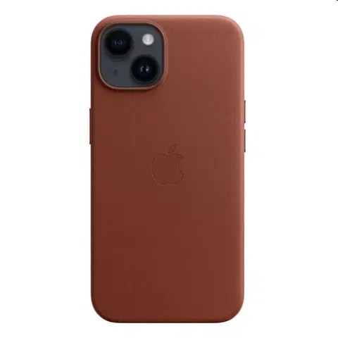 Puzdrá na mobilné telefóny Kožený zadný kryt pre Apple iPhone 14 s MagSafe, tehlovo hnedá MPP73ZMA