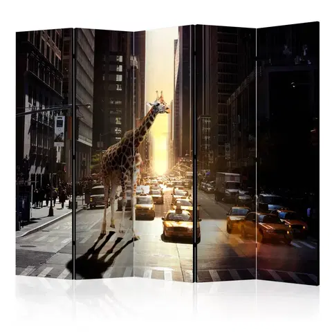 Paravány Paraván Giraffe in the Big City Dekorhome 225x172 cm (5-dielny)
