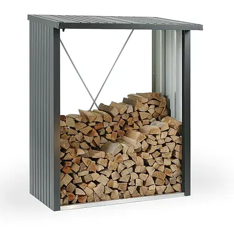 Drevníky Biohort Multifunkční sklad krbového dreva - drevník WoodStock 157 x 102 (sivá kremeň metalíza)