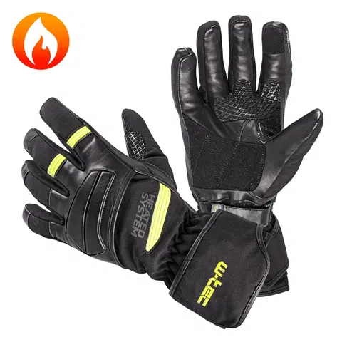 Zimné rukavice Vyhrievané moto a lyžiarske rukavice W-TEC HEATride čierna-fluo zelená - XL