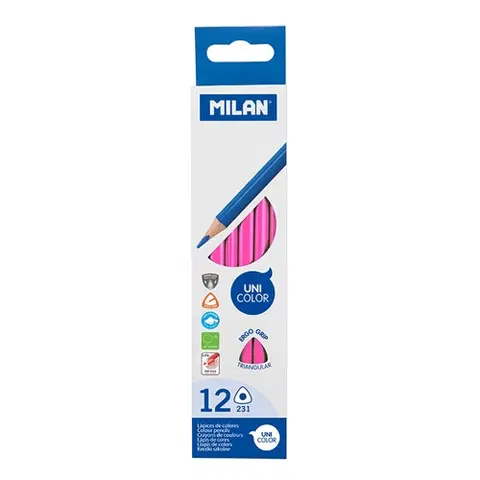 Hračky MILAN - Pastelky Ergo Grip trojhranné 12 ks, Pink