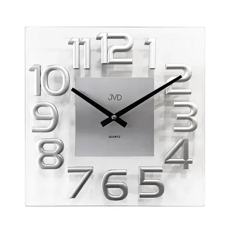 Hodiny Nástenné sklenené hodiny JVD HT110.1, 32cm strieborná