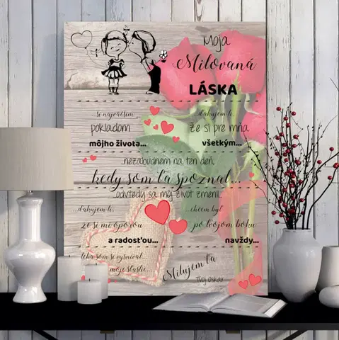 Tabuľky s venovaním (darčeky) Darček na Valentína - Osobná Valentínka pre ženu vášho života - tabuľka