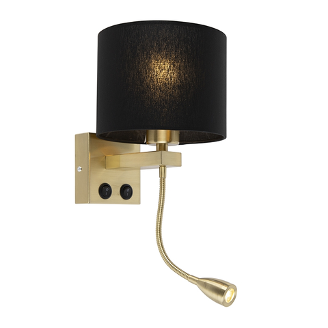 Nastenne lampy Nástenná lampa v štýle art deco zlatá s čiernym tienidlom - Brescia