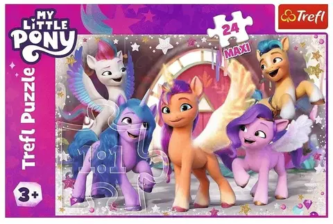 Hračky puzzle TREFL - Puzzle 24 Maxi - Veselý deň Poníkov / Hasbro, My Little Pony