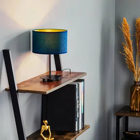 Lampy na nočný stolík Duolla Stolová lampa Golden Roller tmavomodrá/zlatá 30 cm
