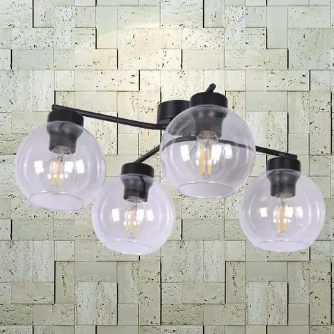 Moderné lampy do obývačky Luster Aiden 2 Čierna/Priehľadný K-2627 LW4