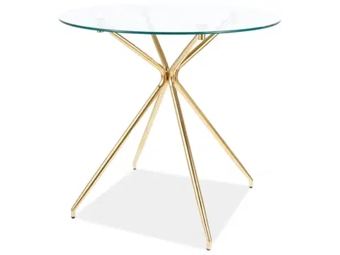 Jedálenské stoly VENDES sklenený jedálenský stôl, číra / zlatá