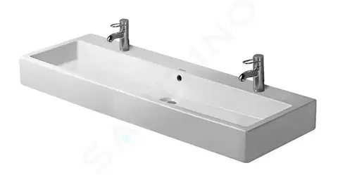 Kúpeľňa DURAVIT - Vero Dvojumývadlo pre jednootvorové batérie, brúsené, 1200 mm x 470 mm, biele – dvojumývadlo, s WonderGliss 04541200261