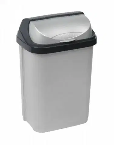 Odpadkové koše Kinekus Kôš na odpad so zasúvacím vekom 10 l, plastový, ROLL TOP, sivý