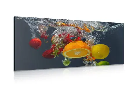 Obrazy jedlá a nápoje Obraz pád ovocia do vody