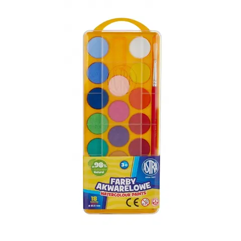 Hračky ASTRA - Vodové farby so štetcom priemer 23,5mm, 18 farieb, 83210900