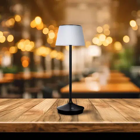 Solárne lampy Näve LED stolová lampa Emmi CCT nabíjateľná, čierna