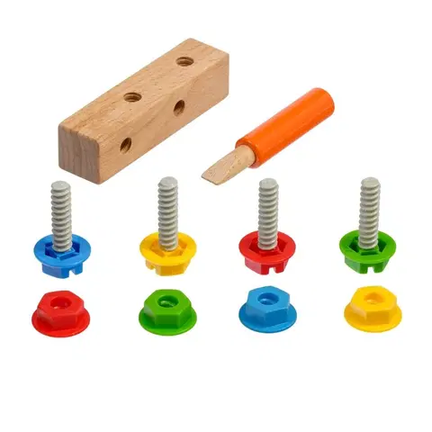 Drevené hračky LUCY & LEO - 298 Skrutky a matice - hrací set