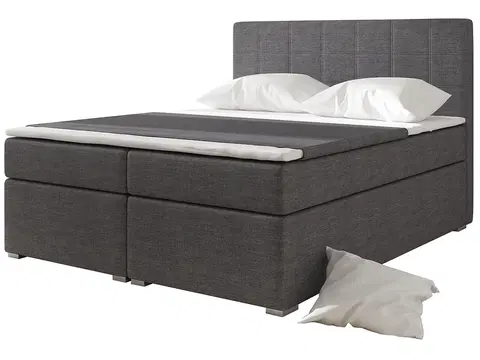 Postele NABBI Anzia 140 čalúnená manželská posteľ s úložným priestorom sivá
