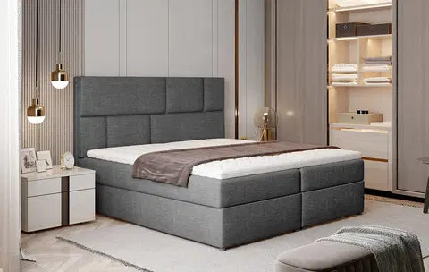Postele NABBI Ferine 145 čalúnená manželská posteľ s úložným priestorom sivá (Sawana 05)