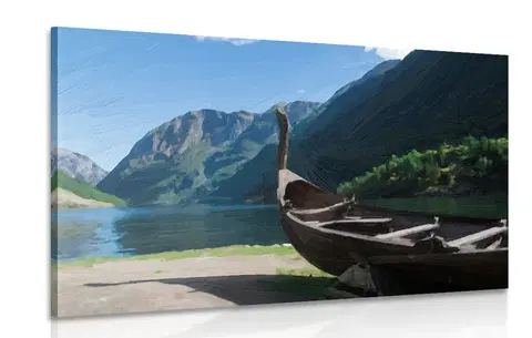 Obrazy prírody a krajiny Obraz drevená vikingská loď