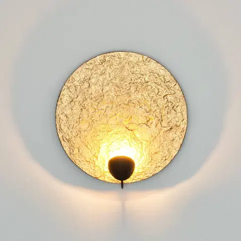 Nástenné svietidlá Holländer LED nástenné svietidlo Traversa, lesklá zlatá, Ø 35 cm