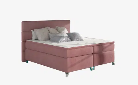 Postele NABBI Avellino 140 čalúnená manželská posteľ s úložným priestorom ružová