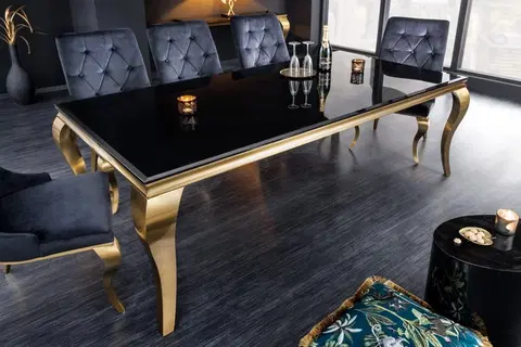 Jedálenské stoly Jedálenský stôl ZETHOS 180 cm Dekorhome Čierna / zlatá