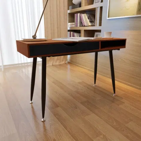 Pracovné stoly Písací stôl 110x55 cm hnedá / čierna Dekorhome