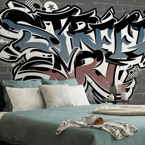 Samolepiace tapety Samolepiaca tapeta s tehlovou imitáciou a nápisom Street Art