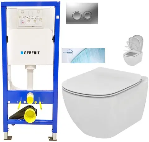 Kúpeľňa GEBERIT DuofixBasic s matným tlačidlom DELTA21 + WC Ideal Standard Tesi so sedadlom SoftClose, AquaBlade 458.103.00.1 21MA TE1