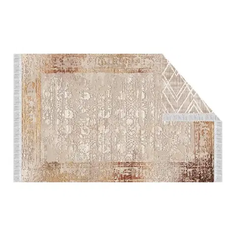 Koberce a koberčeky Obojstranný koberec, béžová/vzor, 80x150, NESRIN