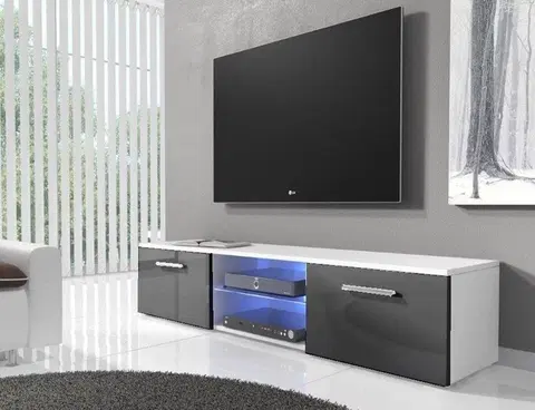 TV stolíky NIKI moderný stolík RTV3, biela/čierny lesk