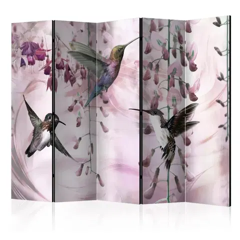 Paravány Paraván Flying Hummingbirds (Pink) Dekorhome 225x172 cm (5-dielny)