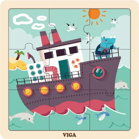 Hračky puzzle VIGA -  Drevené puzzle Loď 9ks