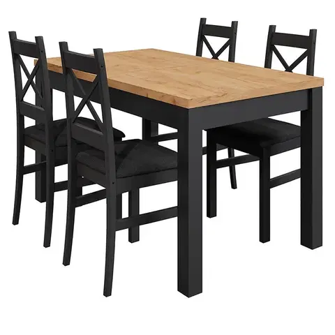 Súpravy stôl a stoličky v podkrovnom štýle Jedálenská zostava Mini čierna/craft