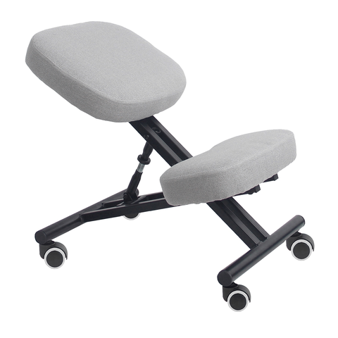 Jedálenské stoličky KONDELA Kilian ergonomická kľakačka na kolieskach svetlosivá / čierna