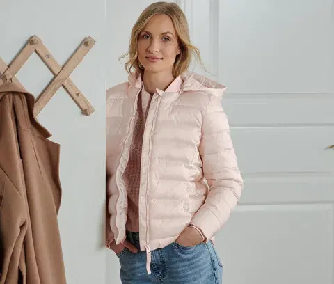 Coats & Jackets Prešívaná bunda s kapucňou, ružová