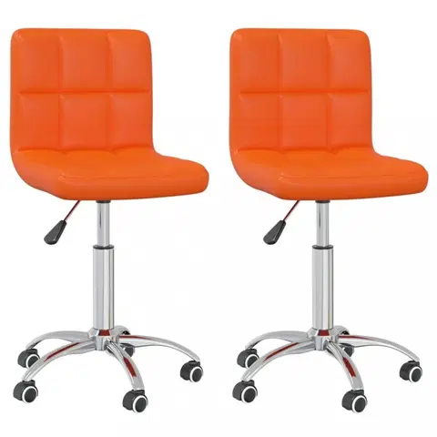 Jedálenské zostavy Otočná jedálenská stolička 2 ks umelá koža / chróm Dekorhome Oranžová