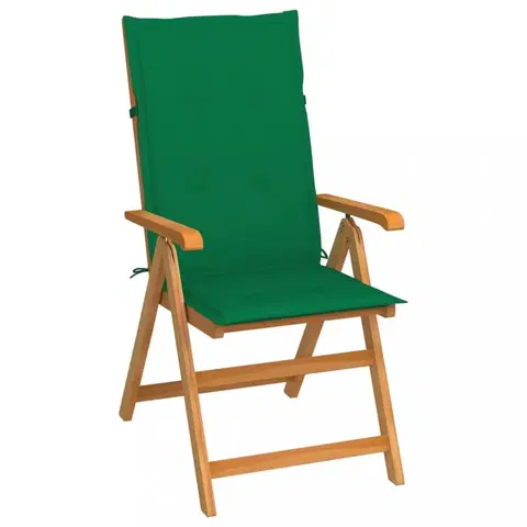 Zahradné stoličky Skladacia záhradná stolička s poduškami teak / látka Dekorhome Tmavo zelená