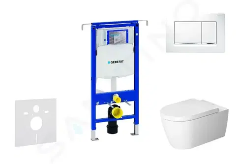 Záchody GEBERIT - Duofix Modul na závesné WC s tlačidlom Sigma30, biela/lesklý chróm + Duravit ME by Starck - WC a doska, Rimless, SoftClose 111.355.00.5 NM5