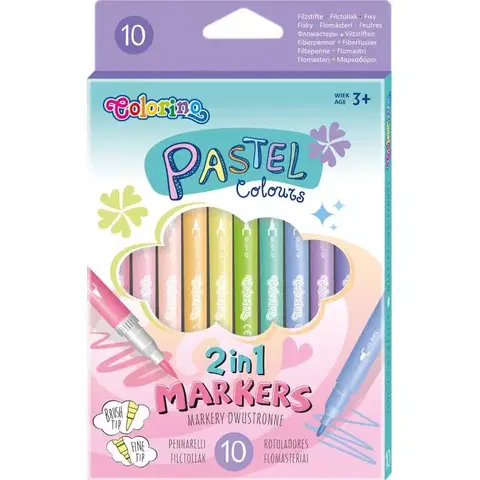 Hračky PATIO - Colorino obojstranné pastelové fixy so štetcovým hrotom 10ks