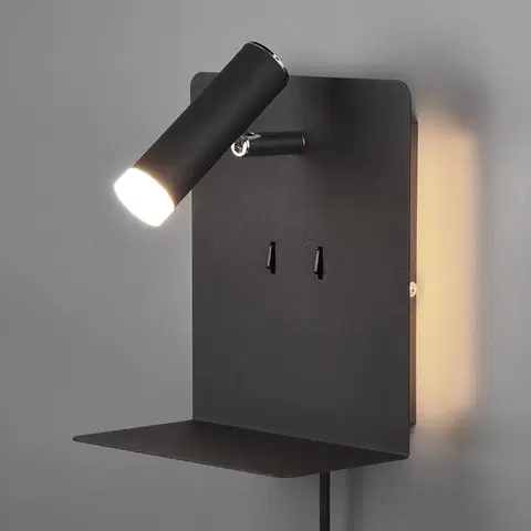 Nástenné svietidlá Trio Lighting LED nástenné svietidlo Element s poličkou čierna matná