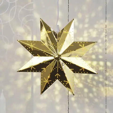 Vianočné svetelné hviezdy STAR TRADING Perforovaná hviezda z lesklej mosadze